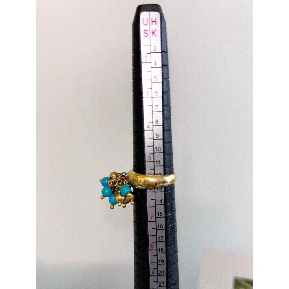 Vintage Veronese 18k Over Sterling Silver With Turquoise Beads Ring Size 5.75 - Picture 6 of 6